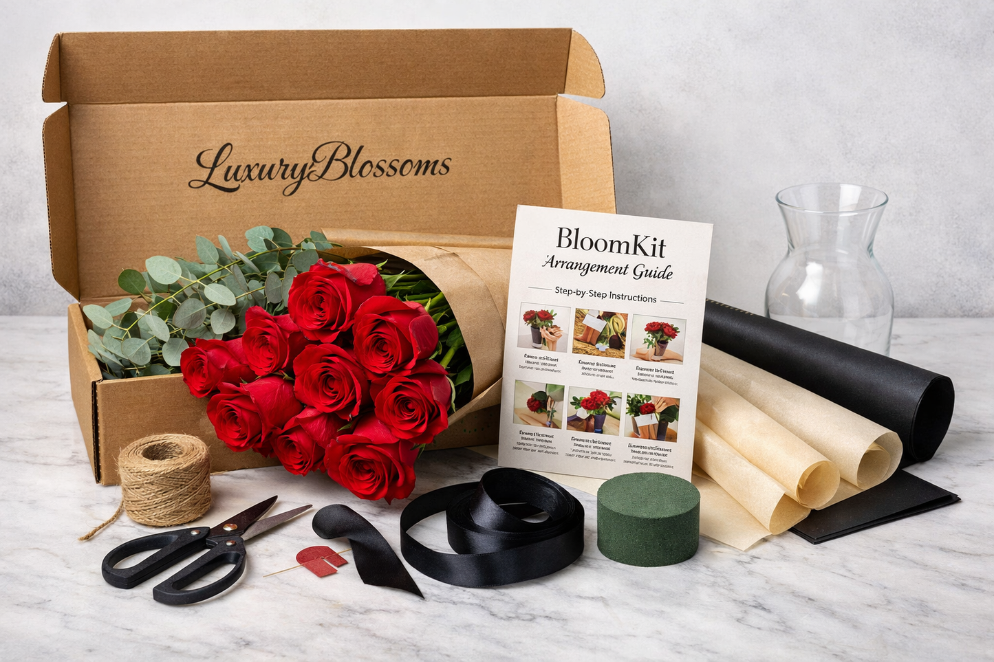 Luxury Blossoms — DIY Bouquet Kit | 12 Premium Roses